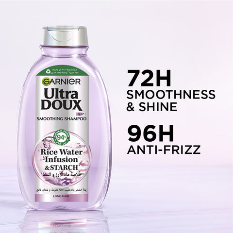 Garnier Ultra Doux Rice Water Infusion & Starch Shampoo, for Long Hair, Smooth and Shine