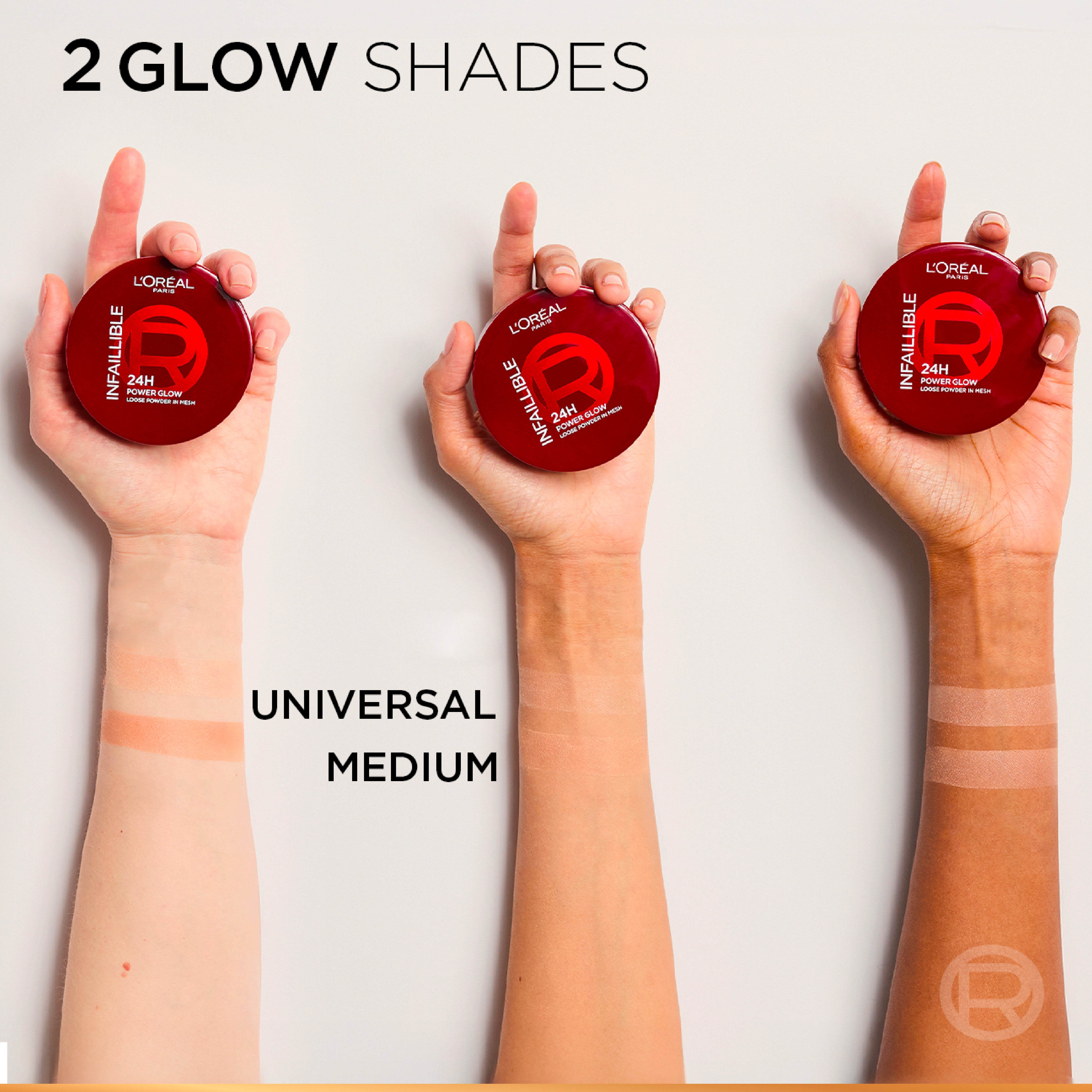 L’Oréal Paris Infaillible 24H Power Glow Loose Powder in Mesh, Pore Blurring, Radiant Glow, and Hydrating Formula with 2 Shades, 9.5g.