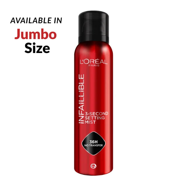 L’Oréal Paris Infaillible 3-Second setting mist spray, 36h of long wear, no transfer, no marks, no stickiness