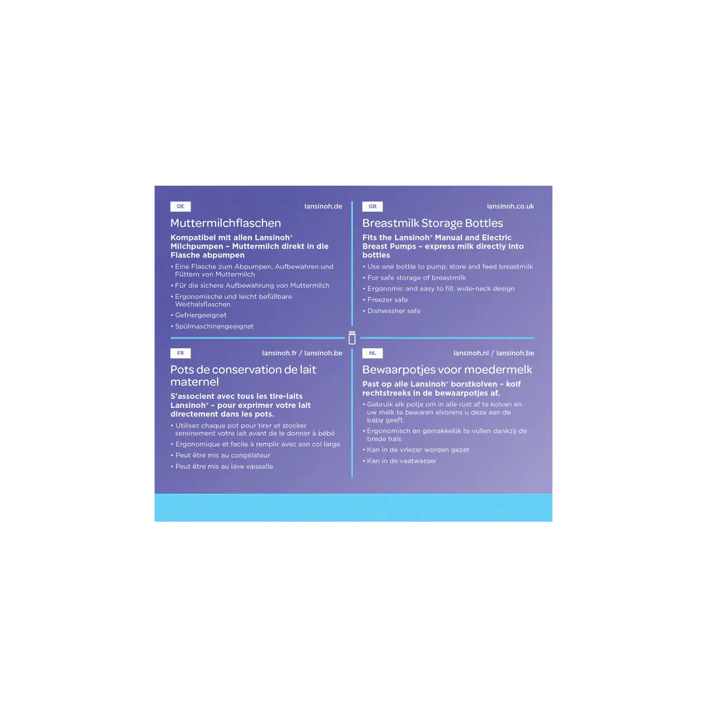 LANSINOH STORAGE BOTTLES X 4