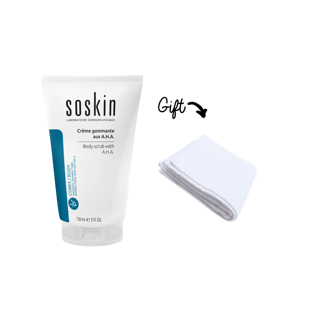 SOSKIN BODY SCRUB WITH A.H.A Get: SOSKIN TOWEL