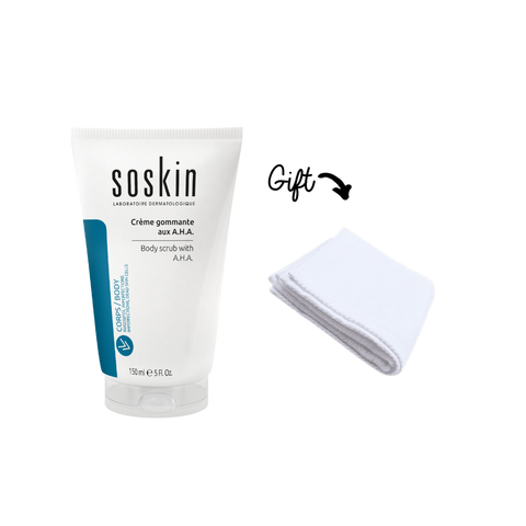 SOSKIN BODY SCRUB WITH A.H.A Get: SOSKIN TOWEL