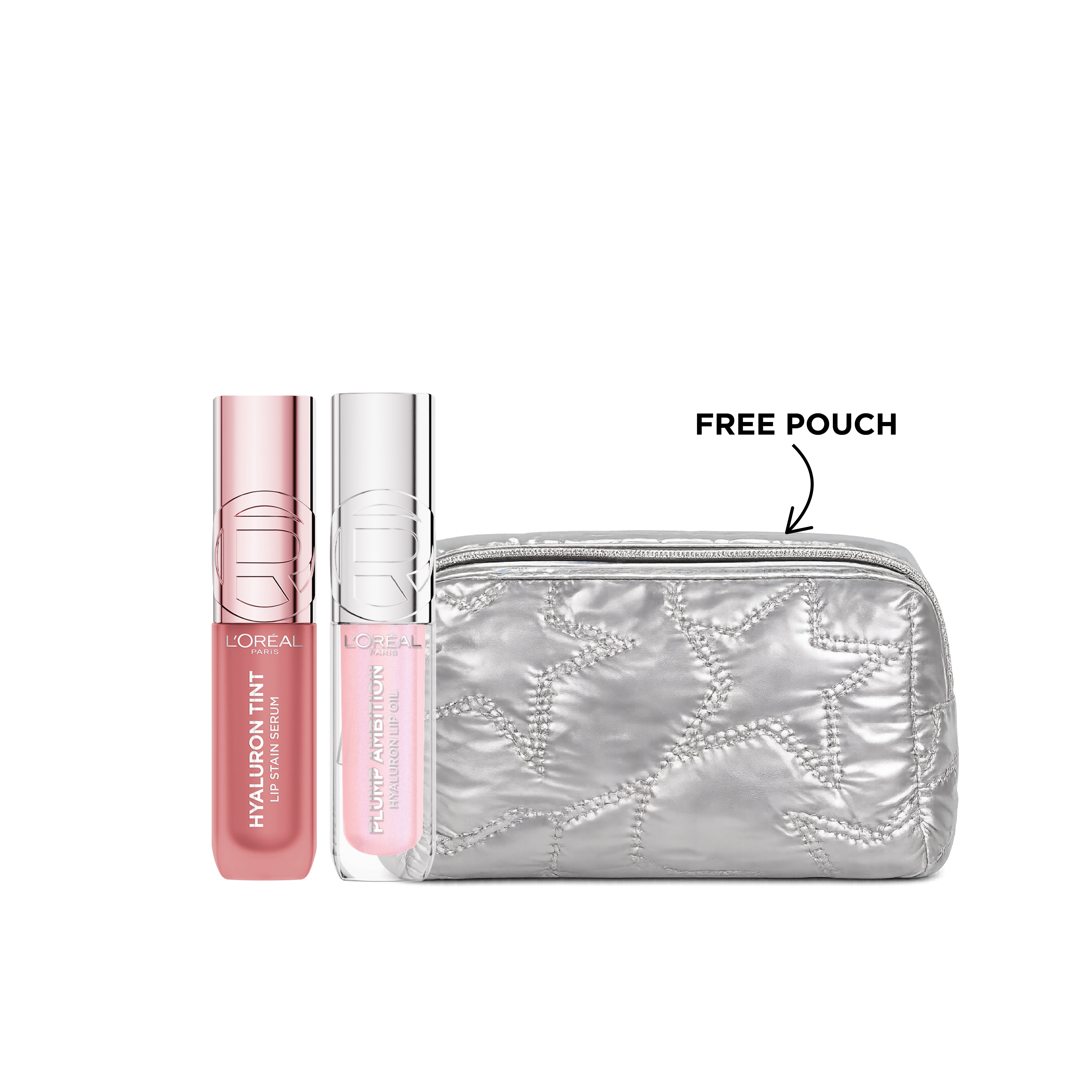 BUY L’Oréal Paris Hyaluron Tint Lip Stain Serum + Plump Ambition Lip Oil GET Silver Star pouch FOR FREE