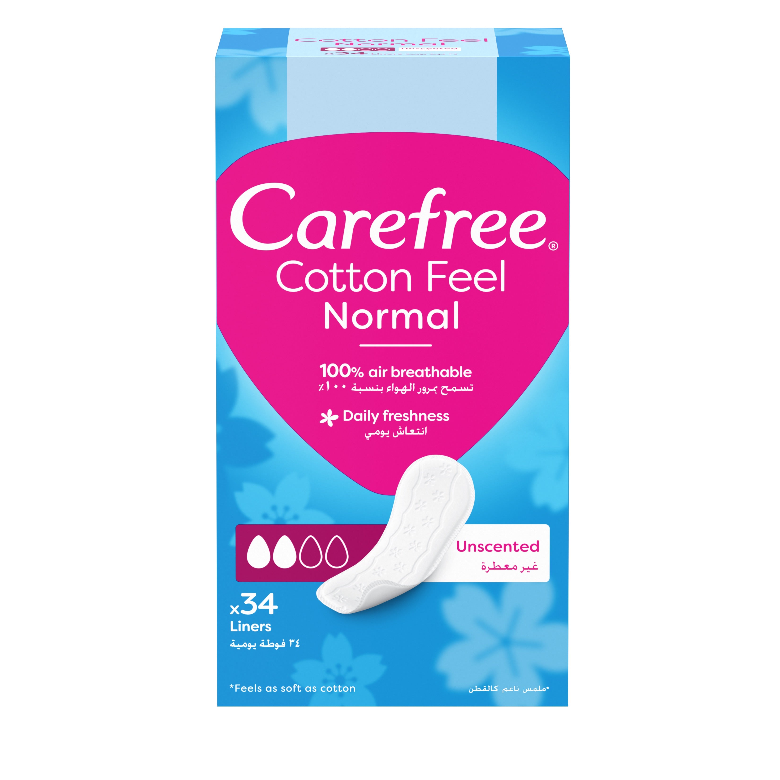Carefree Normal Cotton 34's - UNSCENTED