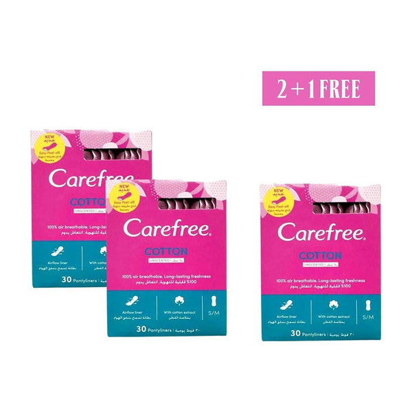 Buy Carefree Cotton Feel Panty Liners With Fresh Scent 20s, Pack of 2+1 Free