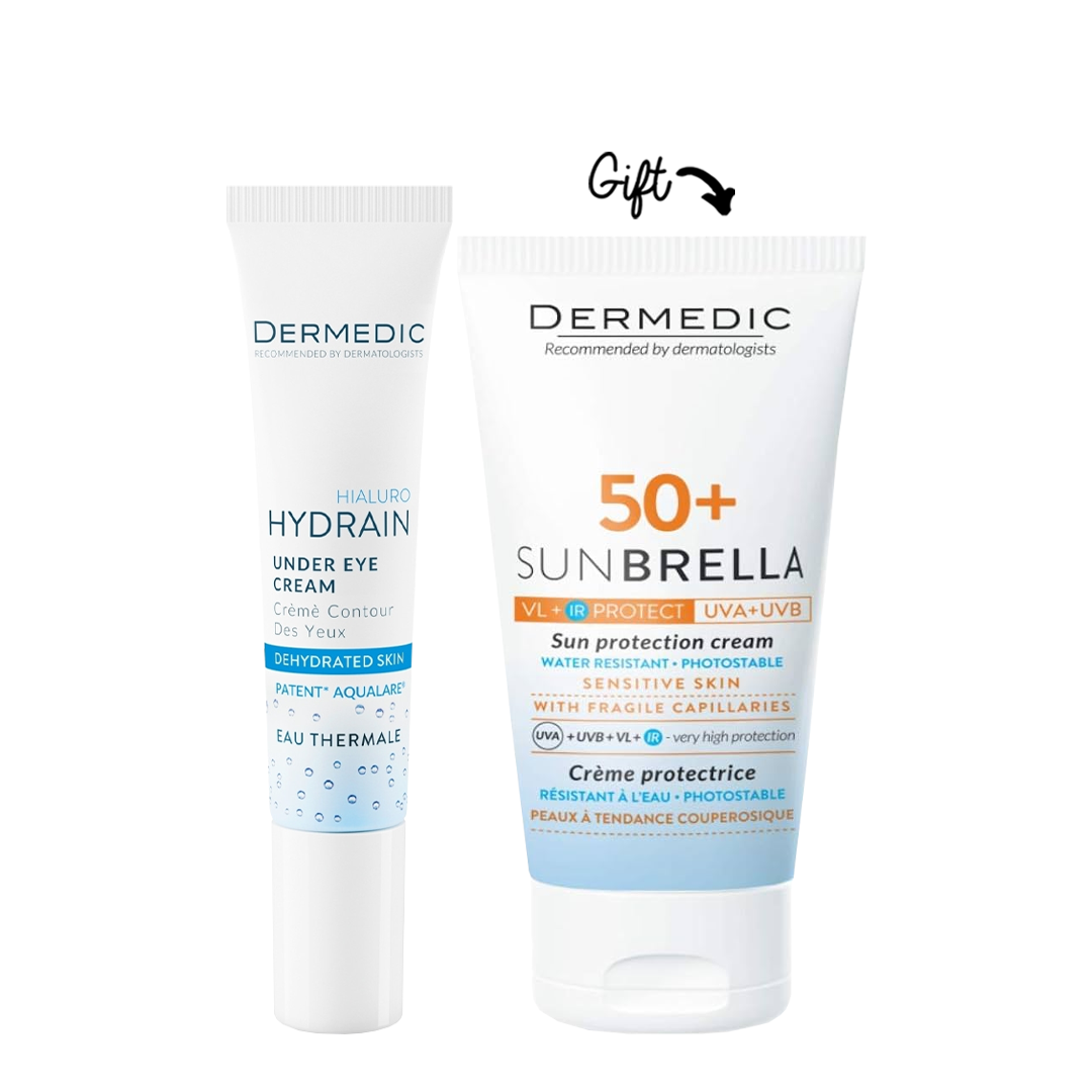 Buy Dermedic HYDRAIN-Under-eye cream Get Sunbrella Sunscreen FOR FREE
