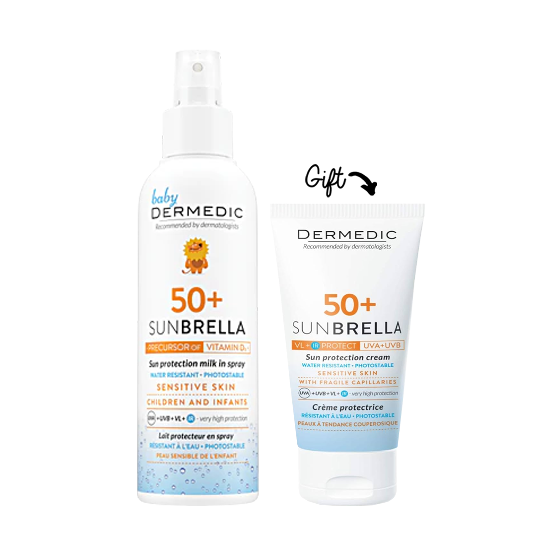 Buy Dermedic SUNBRELLA Baby sun protection milk spray for children spf50 150ML Get Sunbrella Sunscreen FOR FREE
