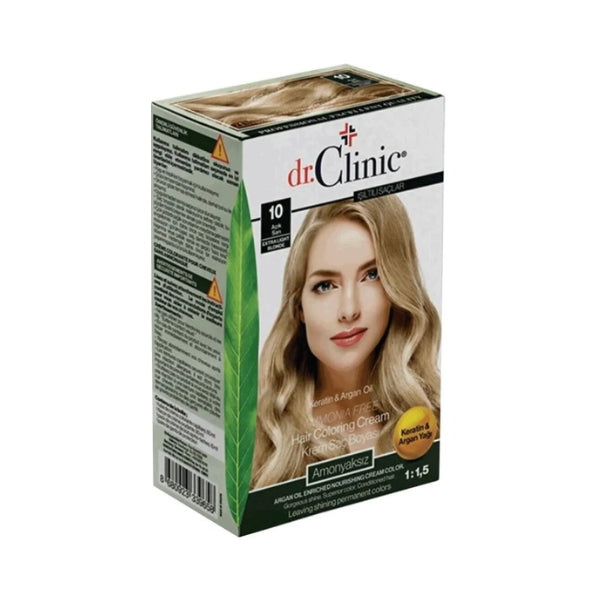 Dr. Clinic Hair Coloring Cream Keratin & Argan Oil 10 Extra Light Blonde