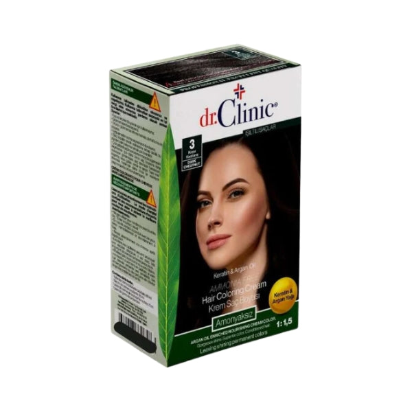 Dr. Clinic Hair Coloring Cream Keratin & Argan Oil 3 Dark Chesnut