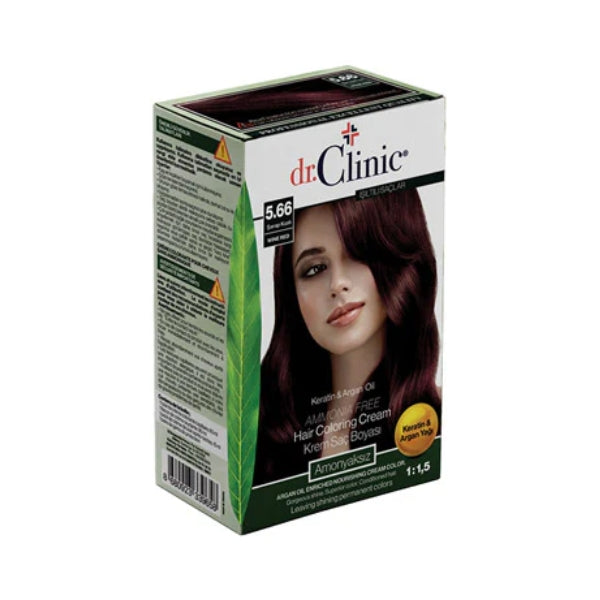 Dr. Clinic Hair Coloring Cream Keratin & Argan Oil 5.66 Wine Red