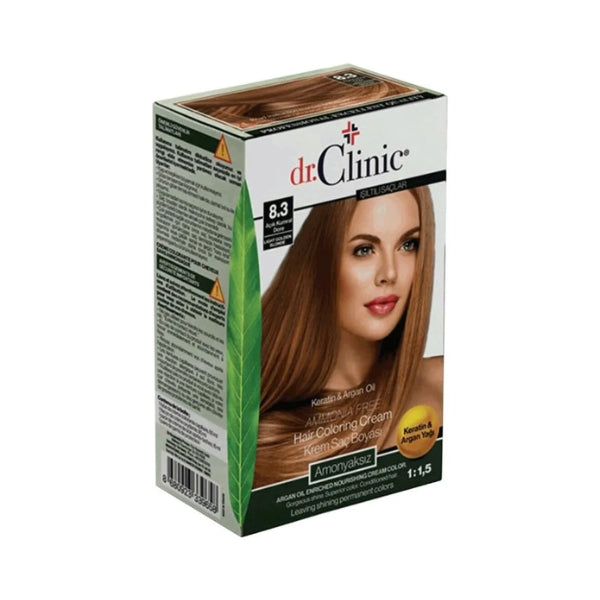 Dr. Clinic Hair Coloring Cream Keratin & Argan Oil 8.3 Light Golden Blonde