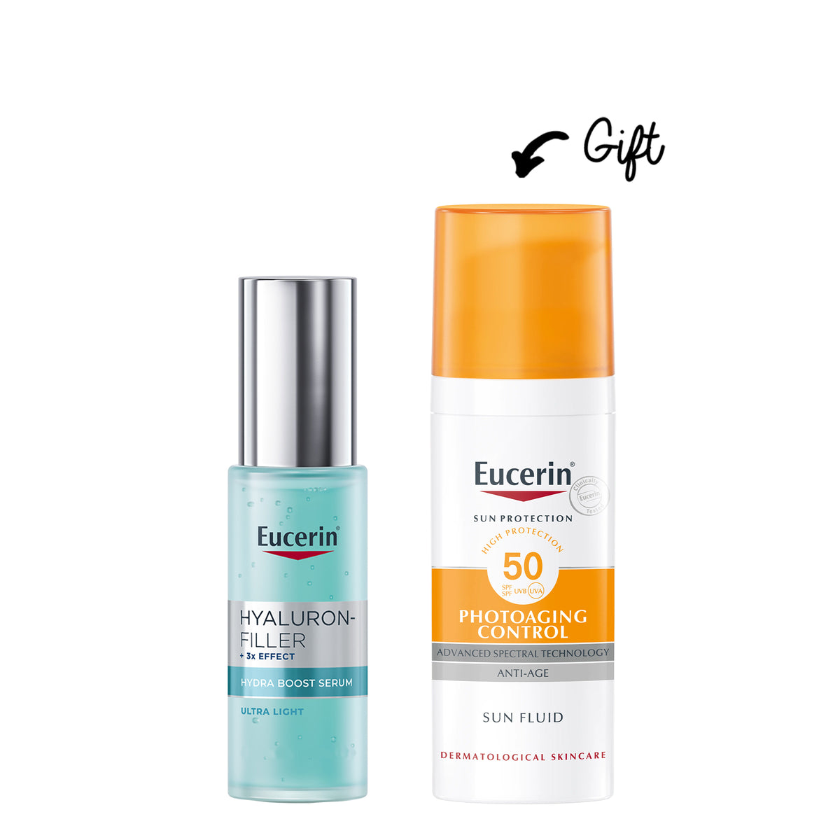 Buy Eucerin Hyaluron-Filler 3xEffect Hydra Boost Serum 30ml & get a FREE PhotoAging Control Fluid SPF 50+ 50ml