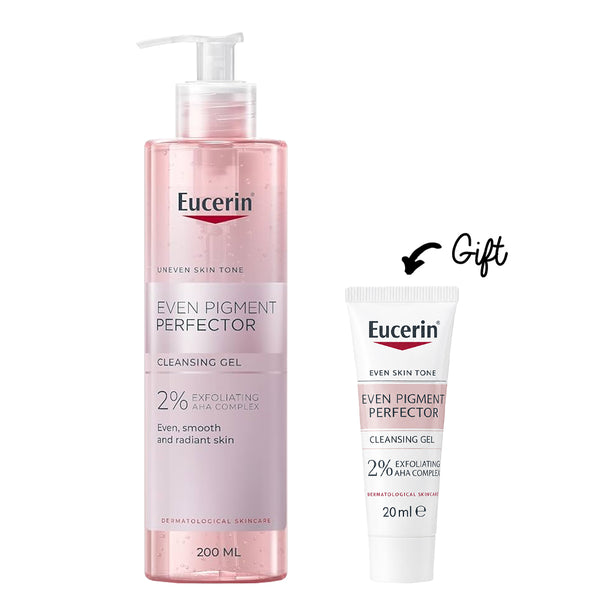 Buy Eucerin Even Pigment Perfector Exfoliating Cleansing Gel 200ml & get a FREE Even Pigment Perfector Cleansing Gel 20ml