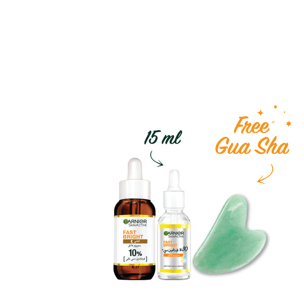15% OFF Fast Bright Night Serum + Mini Fast Bright Day Serum 15 ml GET Gua sha