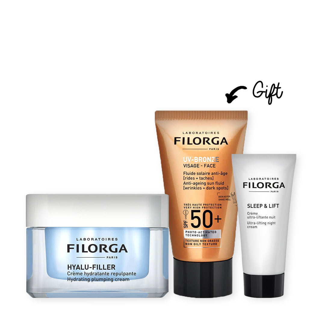 BUY Hyalu-Filler Cream GET UV-Bronze Full Size Tester + Sleep & Peel Lift 15 ml FREE