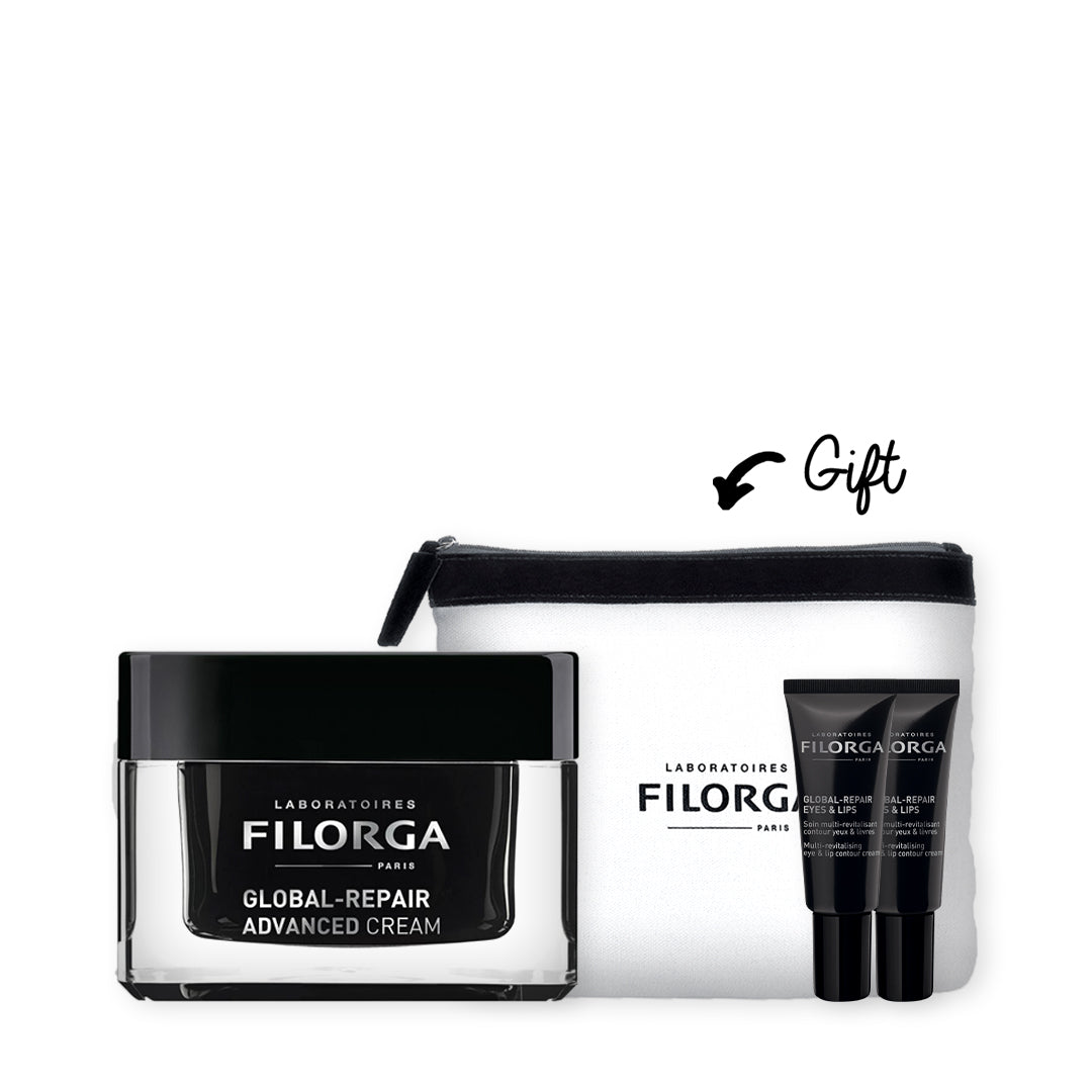 BUY Global-Repair Advanced Cream GET X2 Global-Repair Eyes & Lips Mini 4 ml + Filorga Pouch FREE