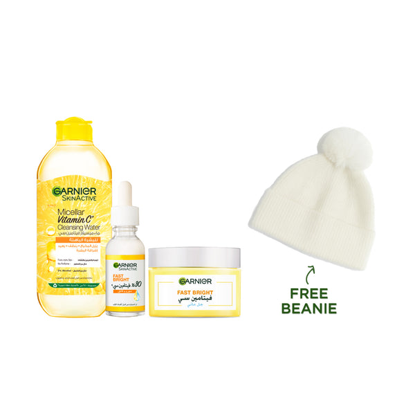 20% OFF Vitamin C serum + micellar water +water gel moisturizer Get Beanie