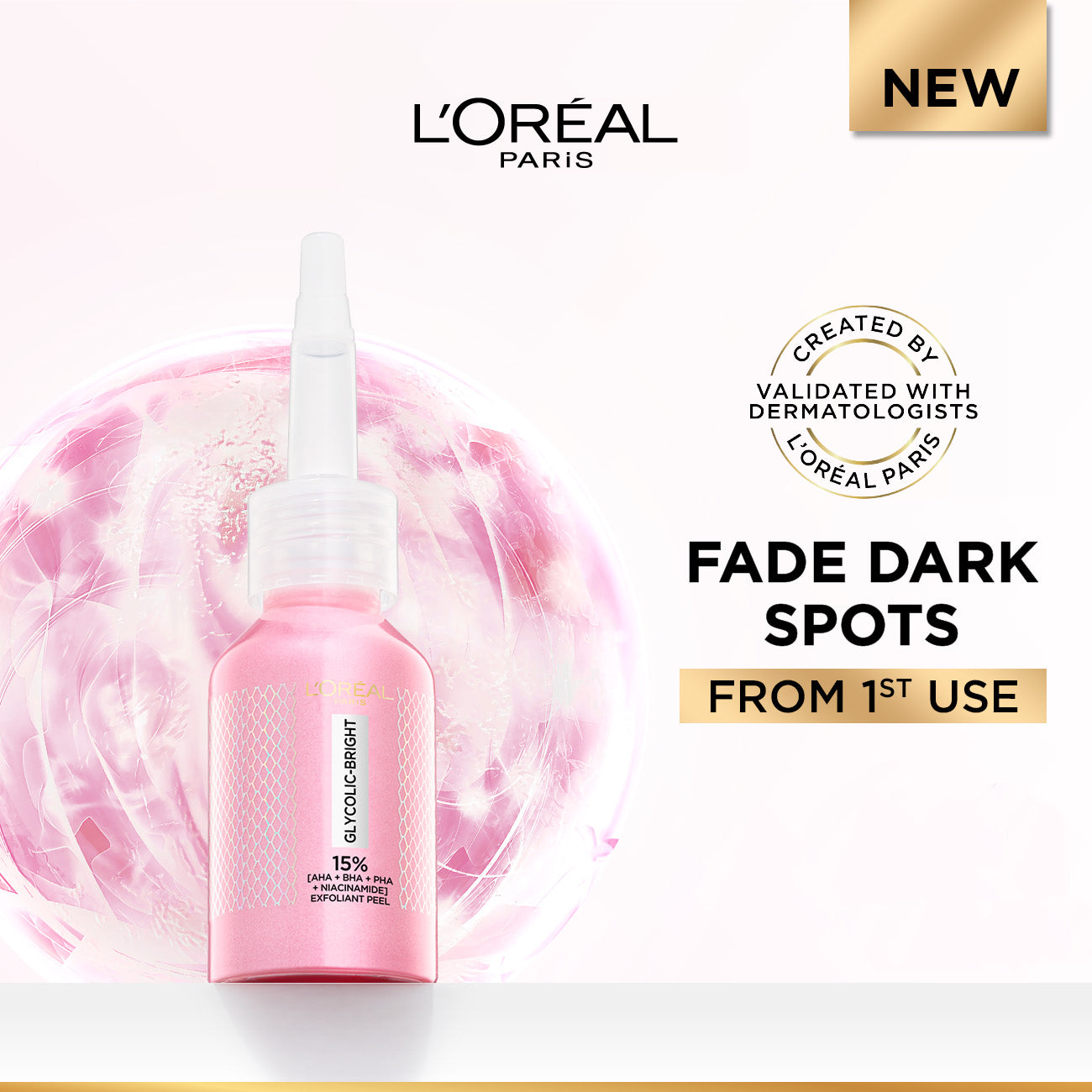 L’Oréal Paris Glycolic-Bright Anti-Dark Spot Exfoliant Peel 15% AHA + BHA + PHA + Niacinamide 25ml