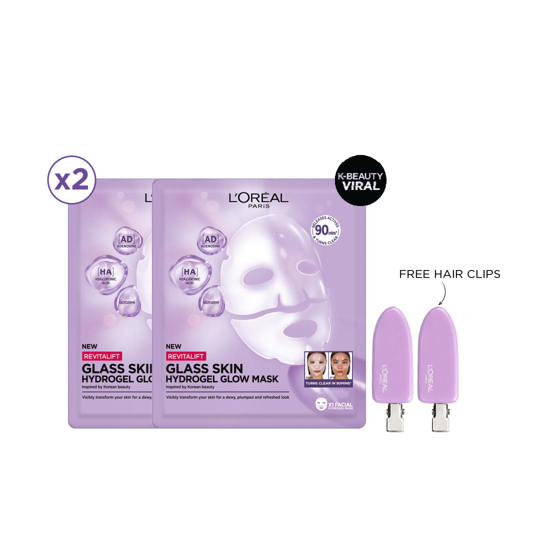 BUY 2x Hydrogel Glow Mask  GET Purple Hair Clips FOR FREE