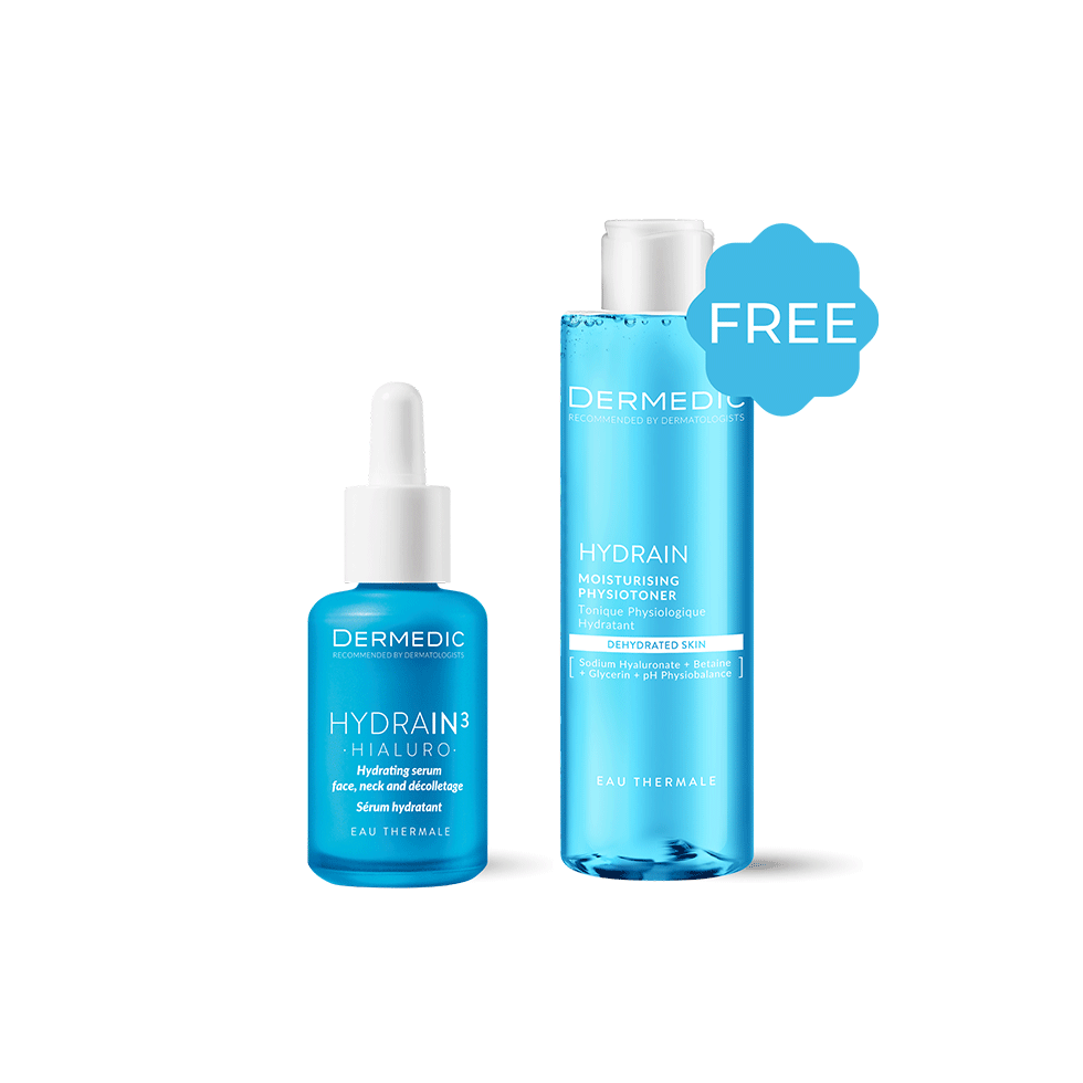 BUY Dermedic Hydrain Hydrating Serum + Hydrain Moisturizing Physiotoner FREE