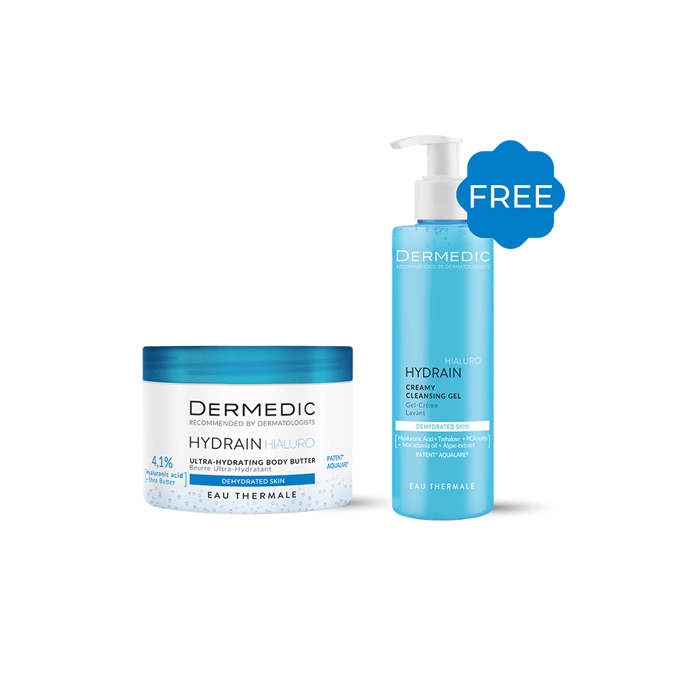 BUY Dermedic Hydrain Ultra-Hydrating Body Butter + Creamy Cleansing Gel Tube FREE