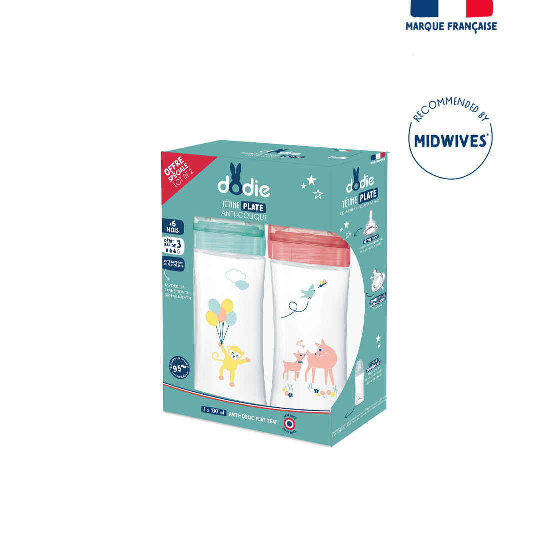 BOX x2 Bottles Sensation+ Anti-colic flat Teat flow 3