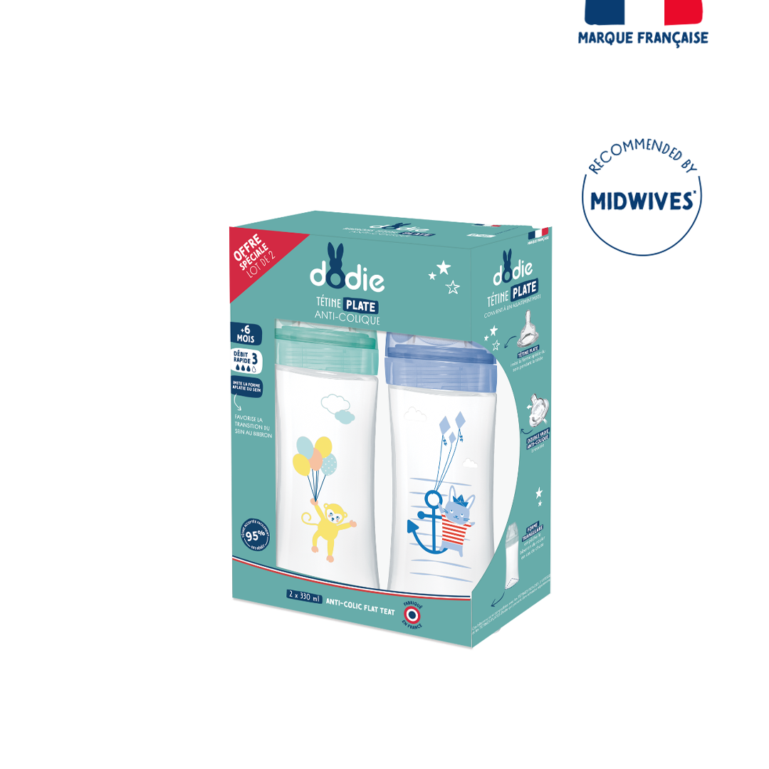 BOX x2 Bottles Sensation+ Anti-colic flat Teat flow 3