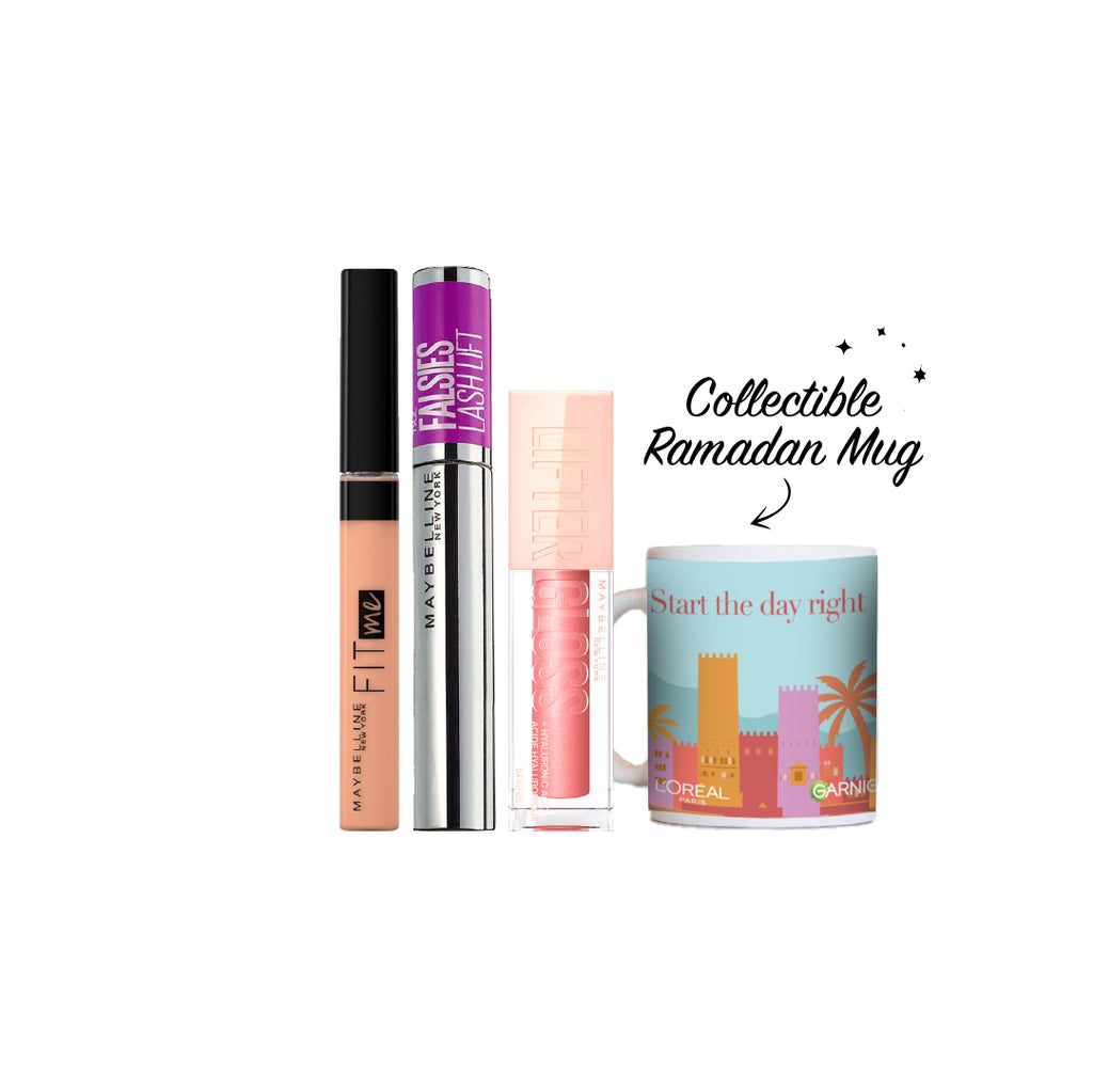 25 % OFF The Falsies Lash Lift Washable Mascara + Fit Me Concealer +  Lifter Gloss +ramadan mugs