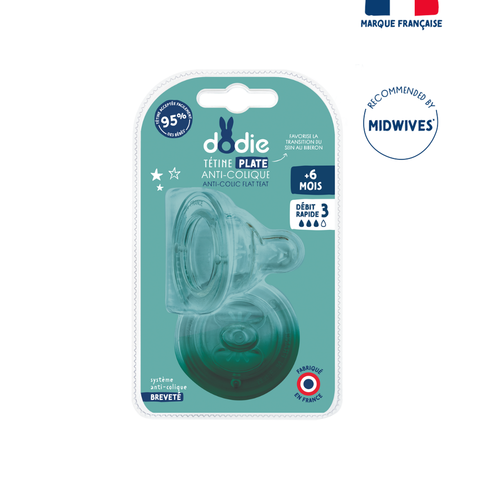 Teat Sensation+ flat Anti-colic wide neck  +6 months silicone