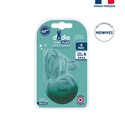 Teat Sensation+ flat Anti-colic wide neck  +6 months silicone