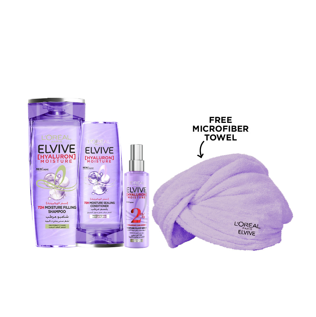 10% OFF Elvive Hyaluron Moisture Routine +  Free Microfiber Towel