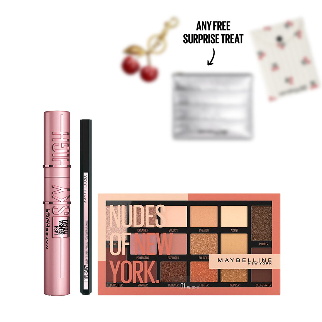 Sky High Mascara Black + Liquid Liner + Eyeshadow Palette + FREE Surprise Treat At 20% OFF