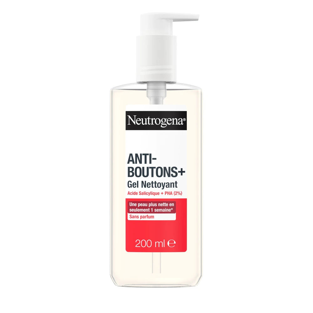 Neutrogena, Anti Boutons + Facial Wash - Gel Netttoyant, combination of Salicylic acid - a purifying agent and glycolic acid, Clearer Skin In 1 Week, 200ml