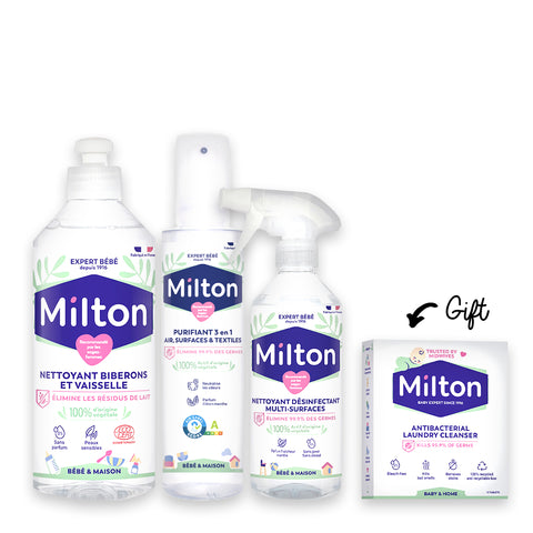 20% Off: Milton 3 in 1 Purifying Spray 200ml+ Milton Baby Bottle Cleaner + Milton Surface Spray + free Milton Laundry Tablets