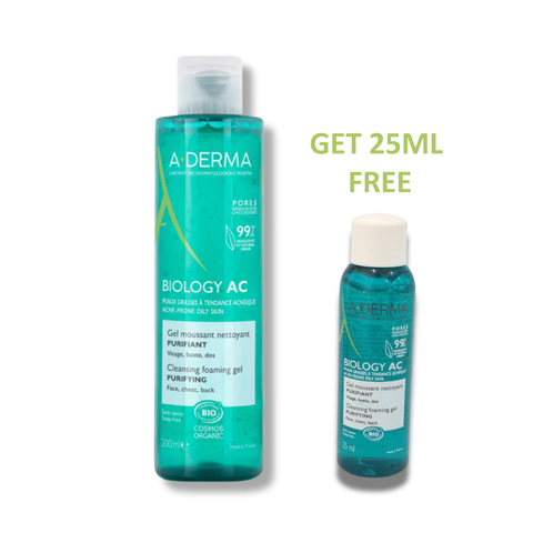 Aderma Biology Ac Gel - Gentle Cleanser for Acne 200ML + Aderma Biology Ac Gel 25ml GIFT