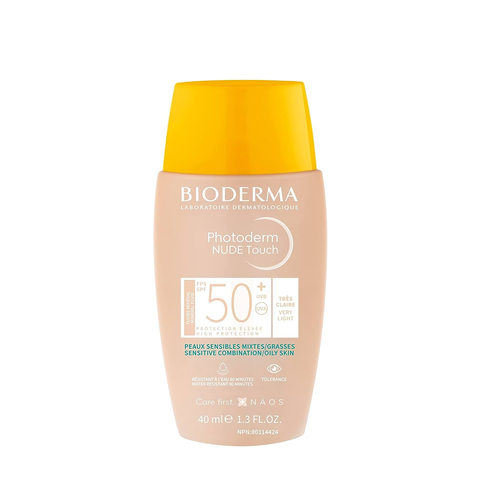 Photoderm NUDE Touch SPF 50+ mineral mat finish very light tinted sunscreen Combination oily skin