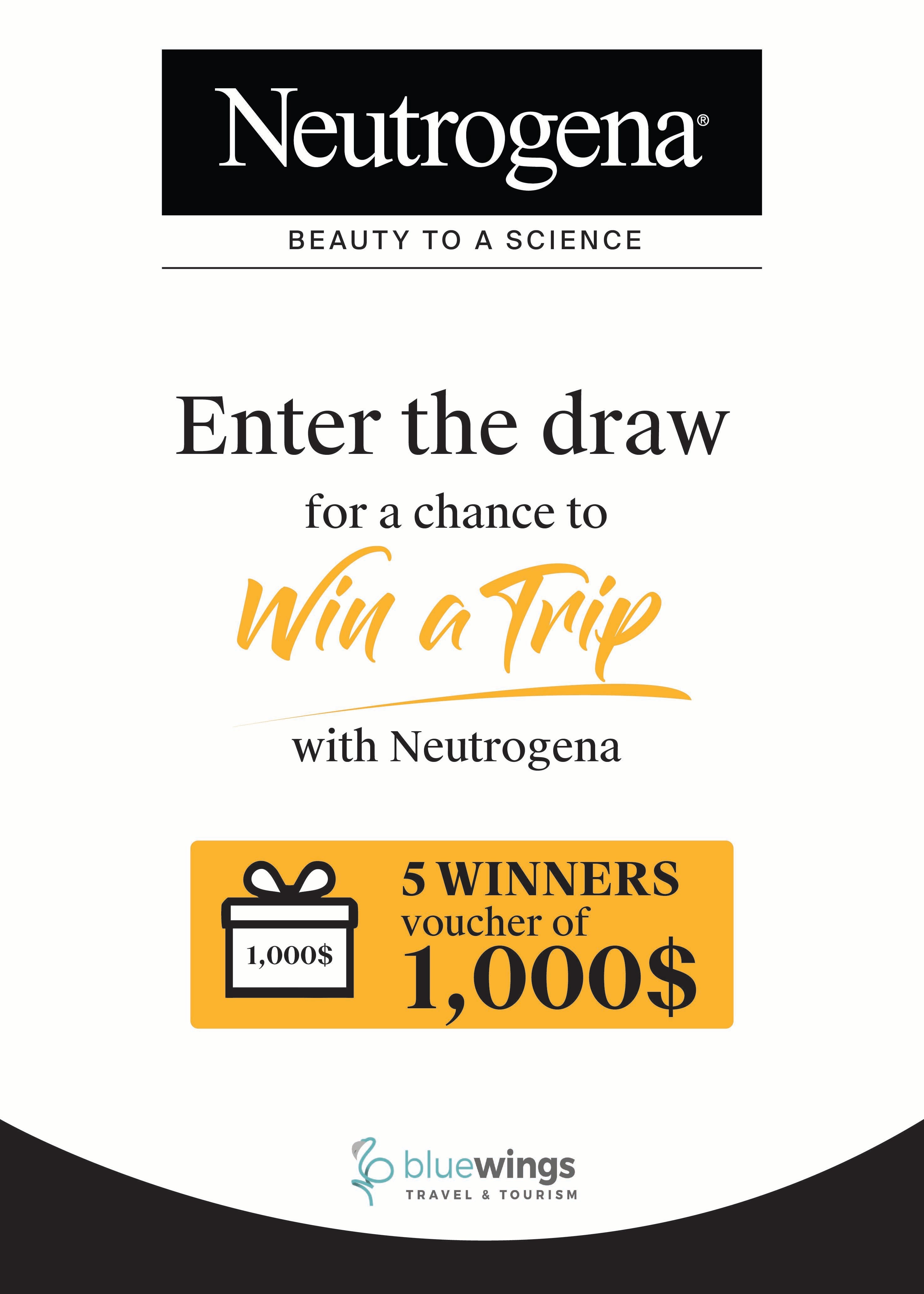 ✈️ Lucky you! Your Order Entered a Chance to Win a Trip Worth $1,000 with Neutrogena!
