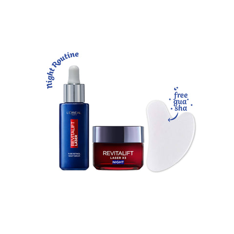 Retinol Night Serum + Revitalift Laser X3 Night Cream 50ml + Gua Sha GIFT