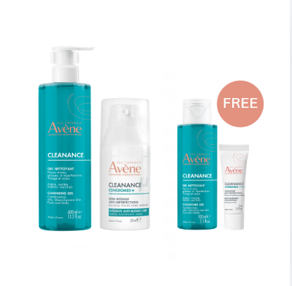 Buy Avène Cleanance cleansing gel 400ml + Cleanance Comedomed anti-blemish concentrate 30ml & get a FREE 100ml Cleanance cleansing gel + 5ml Cleanance Comedomed+ cream