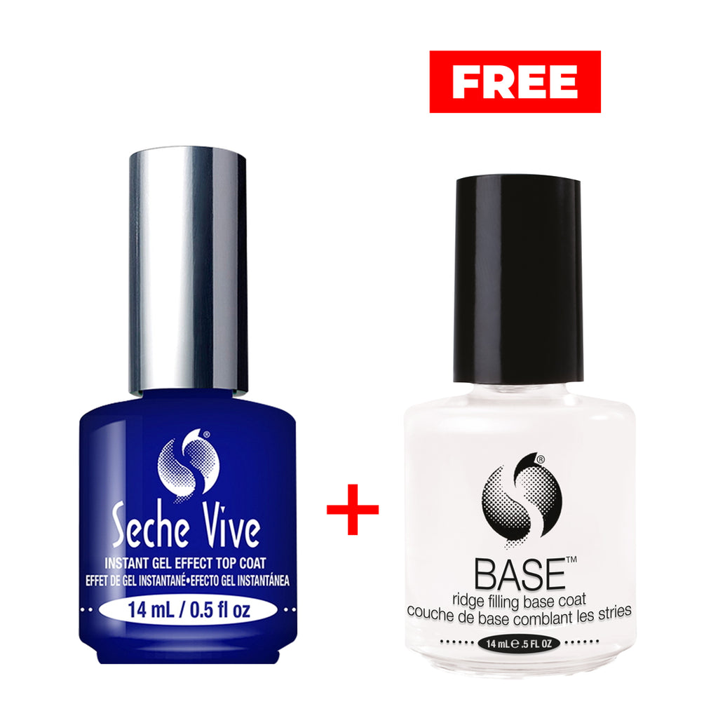 Buy Seche Vive Top Coat 0.5Oz Get Seche Base Ridge Filler 0.5Oz  For Free