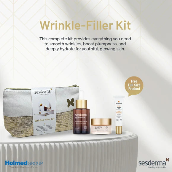 Wrinkle-Filler Kit:  Hyadraderm Hyal Serum - 30 ml + Reti-Age Anti-Aging Cream - 50 ml +Sesderma C-Vit Eye Contour Cream - 15 ml