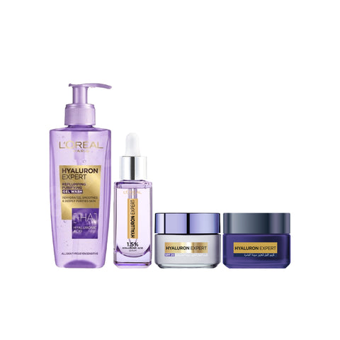 30% OFF L'Oreal Paris Hyaluron Expert Moisturizer and Anti-Aging Wash + Plumping Serum 30ml + Day Cream + Night Cream