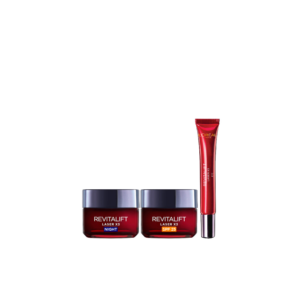 30% OFF Revitalift Laser Renew Day Cream SPF20 50ML + Revitalift Laser X3 Night Cream 50ml + Laser X3 Eye Cream 15ML