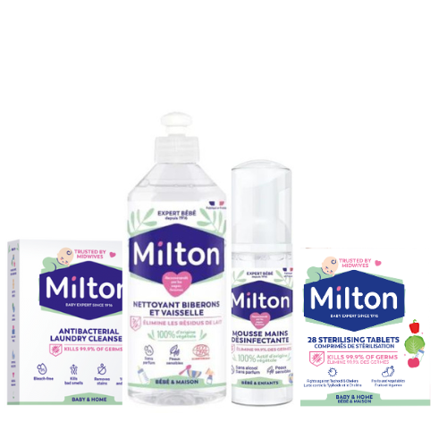 20% OFF Milton Baby Bottle Cleaner 500 ml + Milton Hand Foam 50 ml + Milton Laundry Tablets  + Milton Sterilizing tablets x28