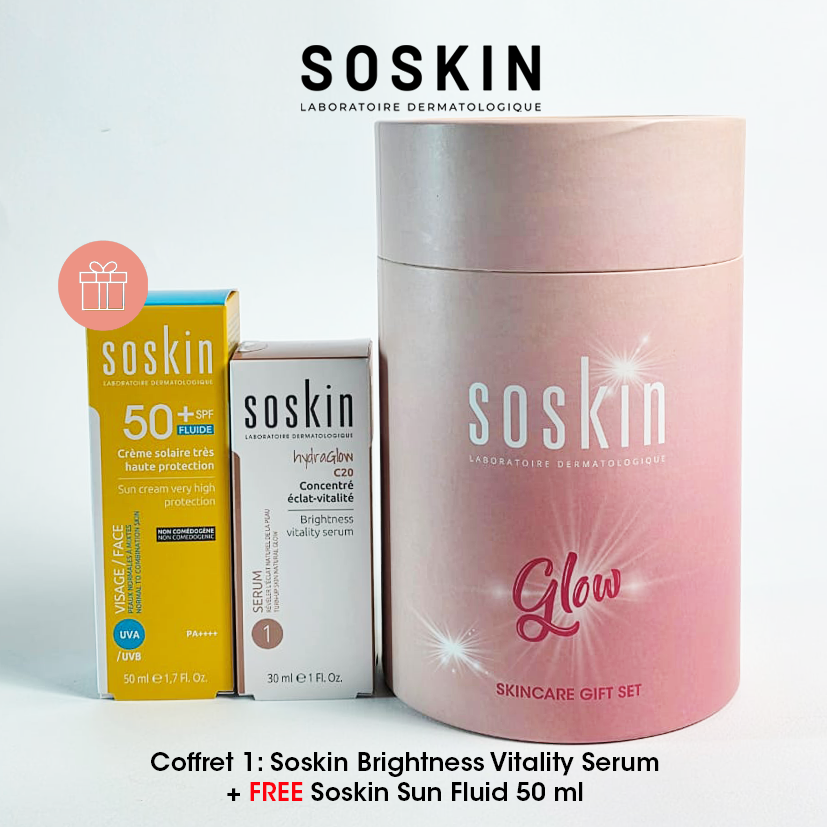 SOSKIN HYDRAGLOW SOIN HYDRATATION + SOSKIN FLUIDE SOLAIRE SPF 50+
