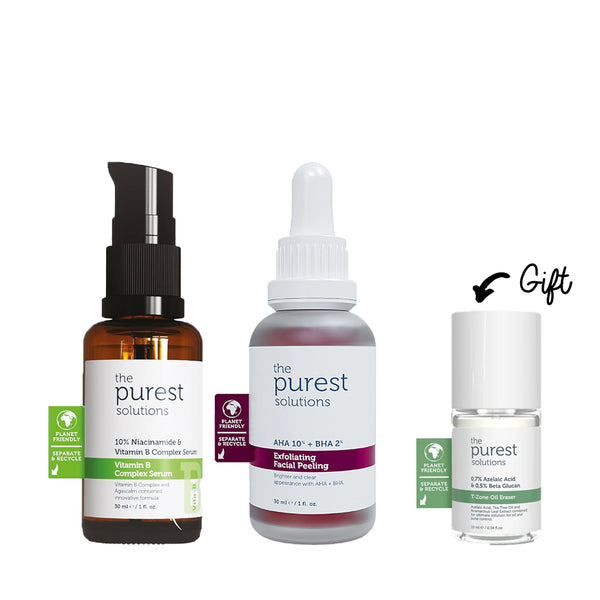 BUY Vitamin B Complex Serum 10% + Exfoliating Facial Peeling AHA 10% GET T-Zone Oil Eraser