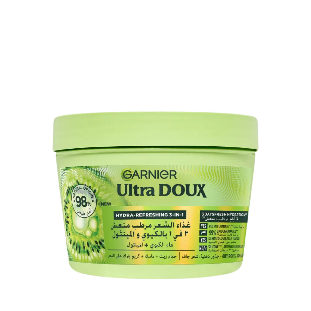 Garnier Ultra Doux Hair Food Kiwi Hydrating Hair Mask for Oily Roots & Dry Hair – 390ml