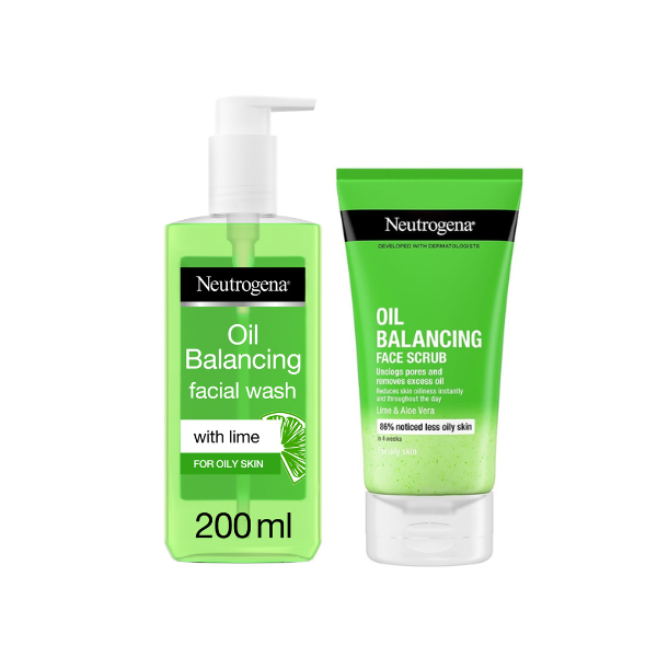 20% OFF Neutrogena Oil Balancing Facial Wash With Lime Scent 200ml + Neutrogena Oil Balancing Daily Face Scrub