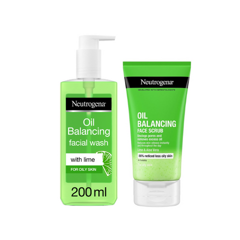 20% OFF Neutrogena Oil Balancing Facial Wash With Lime Scent 200ml + Neutrogena Oil Balancing Daily Face Scrub