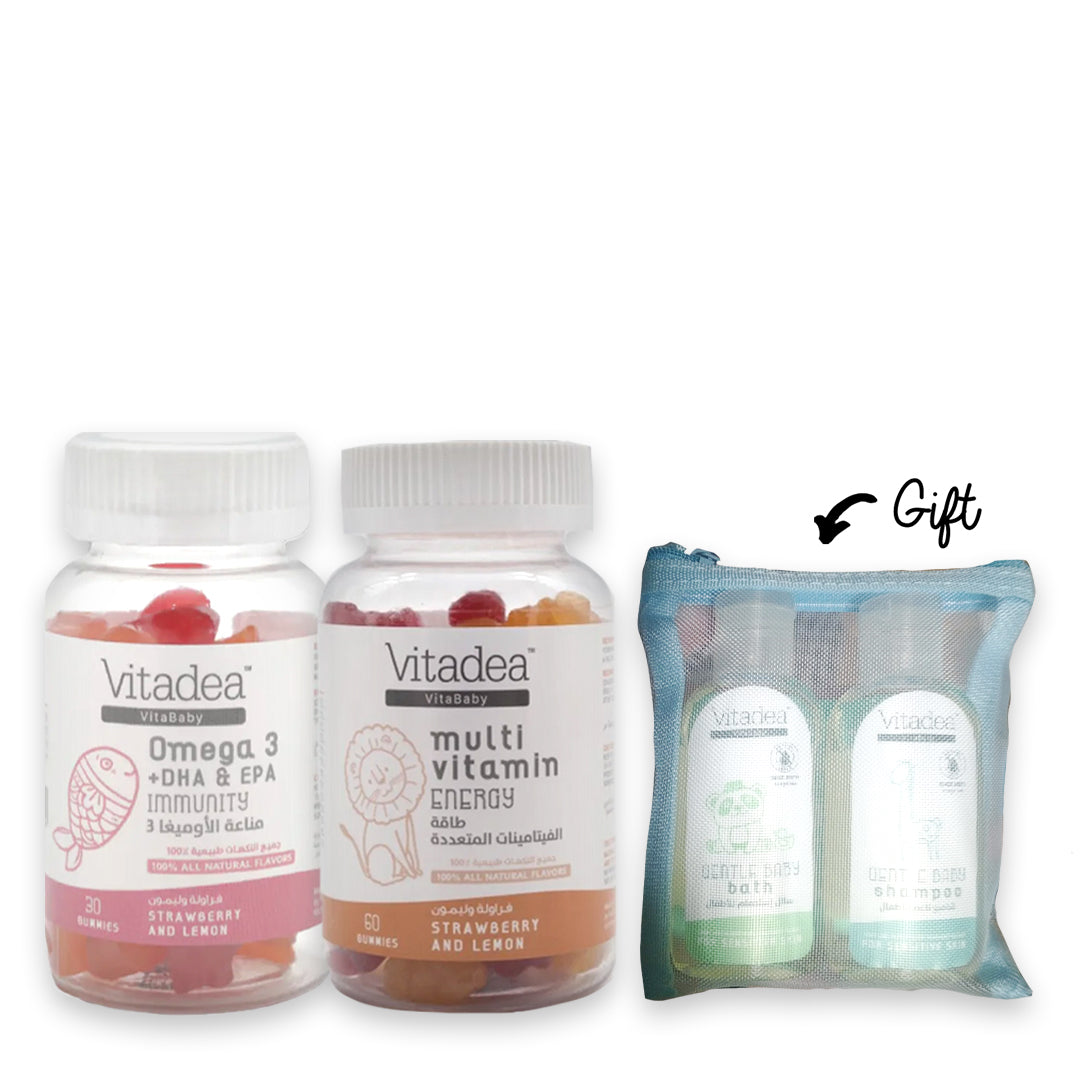 20% Off: Kids Gummy Omega 3 With DHA + EPA + Kids Gummy Multivitamins + Pouch